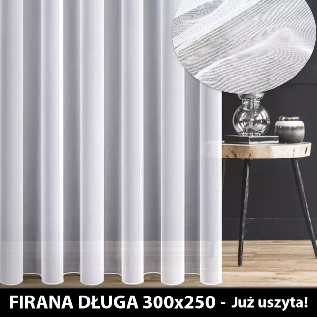 Firana gotowa Długa 300x250 - Firany gotowe już uszyte - Firana na karnisz 150-200cm - Ostatnia sztuka!
